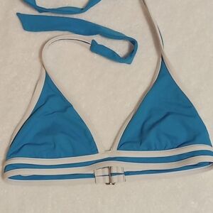 JAG woman's swim top bikini Aqua blue white M